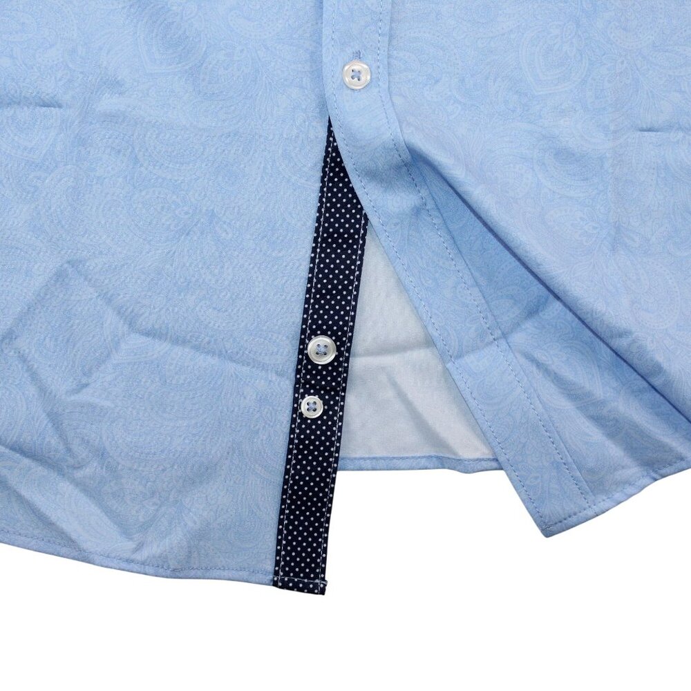Society Of Threads Mens XL Slim Fit Stretch Blue Paisley Dress Shirt - Picture 9 of 14
